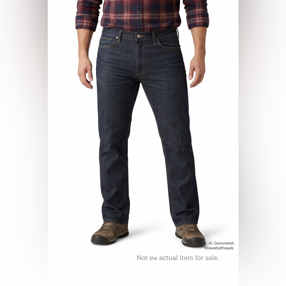 Dark Wash Workwear Denim Jeans W42 Relaxed Fit Stretch Outdoor Utility